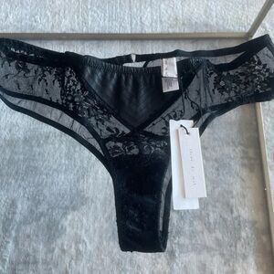 Fleur du Mal Vegan Leather Top Stitch Hipster Panties Black XS
